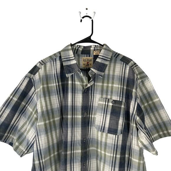 Red Head Company Co Men's Size 2XL Plaid Green Short‎ Sleeve Outdoor Button Up - Picture 2 of 6